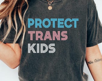T-shirt för transbarn, transbarn, tröja med HBTQ+-stöd, tröja med HBTQ+-rättigheter, gåva för transbarn, rund halsringning för Pride Month