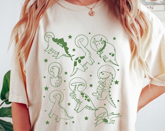 Retro Comfort Dinosaurs T-shirt, Dinos In Space Shirt, Funny Dinosaur Sweatshirt, Trendy Women Gift, Aesthetic Dino Graphic Tee