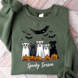 Halloween Ghost Dog Sweatshirt, Сute Ghost Dog Halloween Shirt, Retro Ghost Tee, Dog Mom Gift, Halloween Dog Tshirt, Spooky Season Crewneck