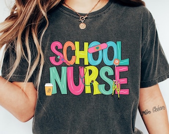 Camiseta cómoda de enfermera escolar, camiseta de enfermera escolar, camiseta de enfermera registrada, regalo de enfermera escolar, camisetas de regreso a clases, regalo de agradecimiento de enfermera escolar