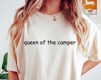 Retro Comfort Queen Of The Camper Shirt, Camping RV T-shirt, Family Camping Sweatshirt, Camp Lover Gift, Hiking Shirt, Road Trip Tee