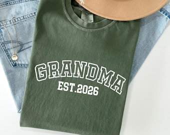Comfort Colors® Est. Grandma And Grandpa Shirt, Custom Grandparents Tshirt, Grandparent Pregnancy Announcement Gift, Custom Grandma Shirt