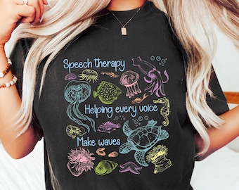 Speech Therapy Comfort Tshirt, Ocean SLP Shirt, Gift For Speech Language Pathologist, Summer Speech Therapy Tee,  Speech Therapist Crewneck