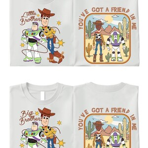 Toy Story Brothers Shirt, Disney Big and Little Bro Matching Tee, Woody Buzz Lightyear Family Sweatshirt, Funny Kids Matching Crewneck image 1