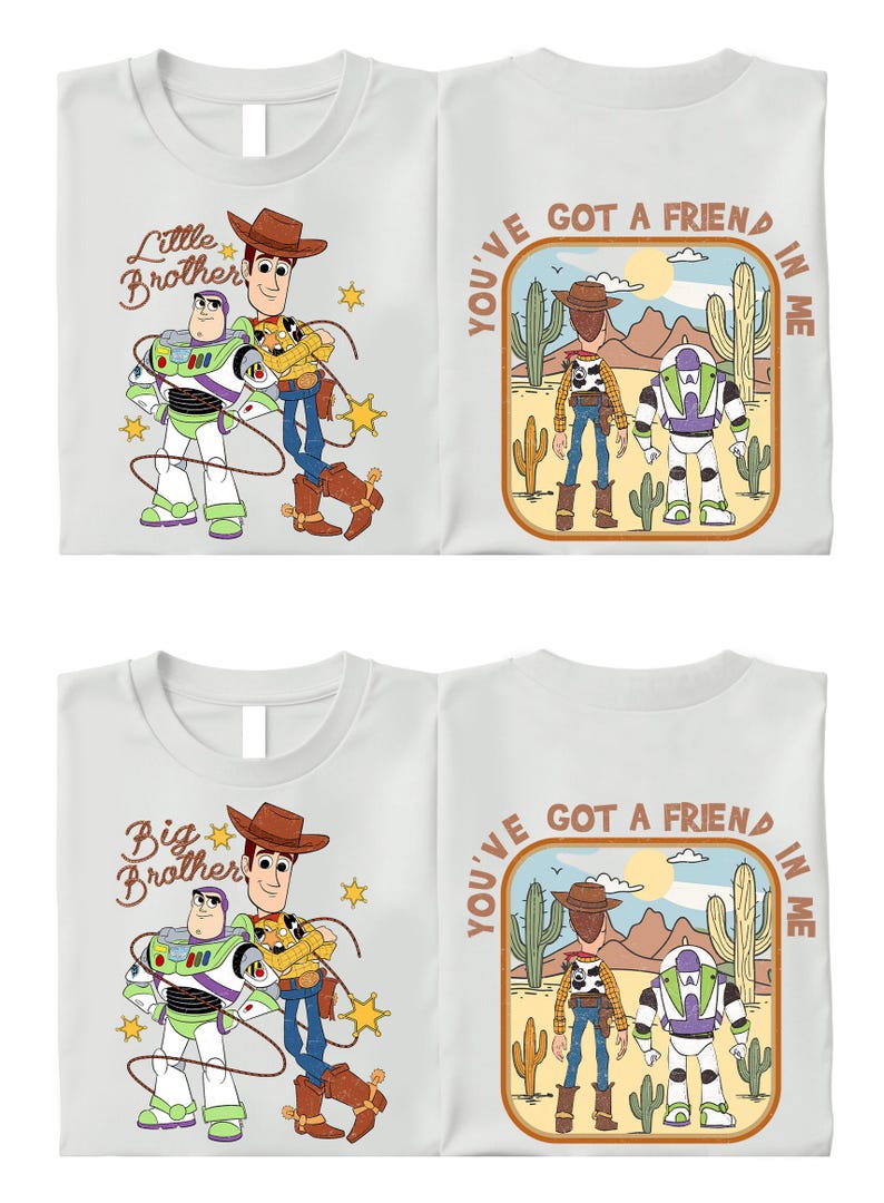 Toy Story Brothers Shirt, Disney Big and Little Bro Matching Tee, Woody Buzz Lightyear Family Sweatshirt, Funny Kids Matching Crewneck image 1