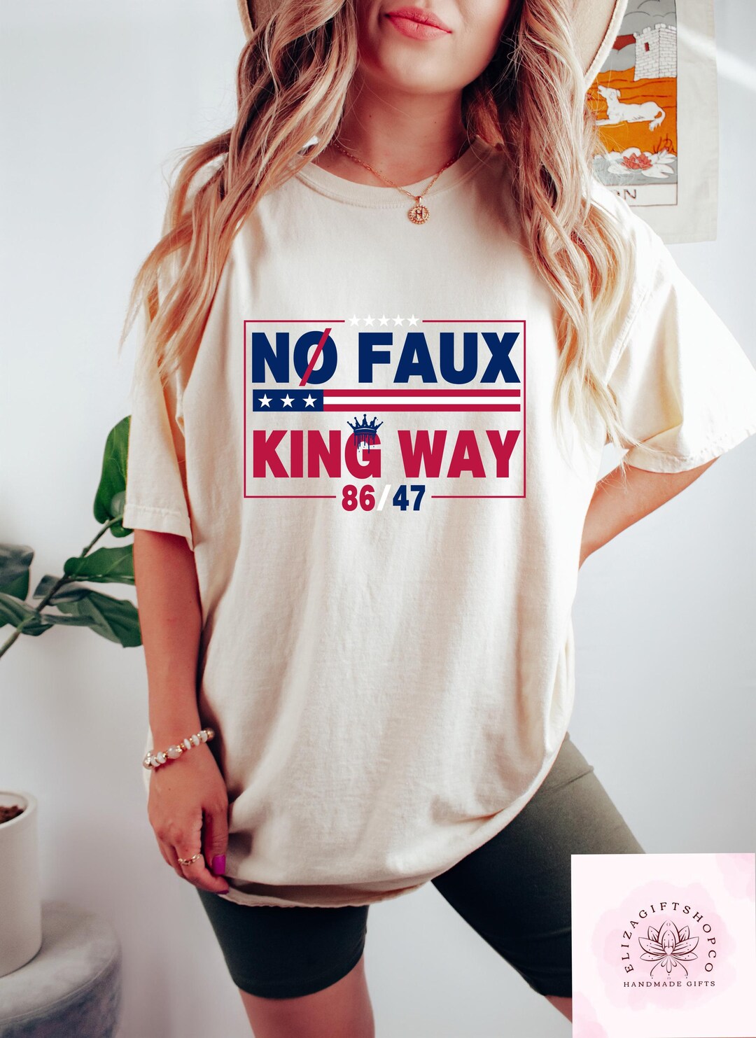 Snarky No Kings in America T-shirt, No Faux King Way 86/47 Shirt