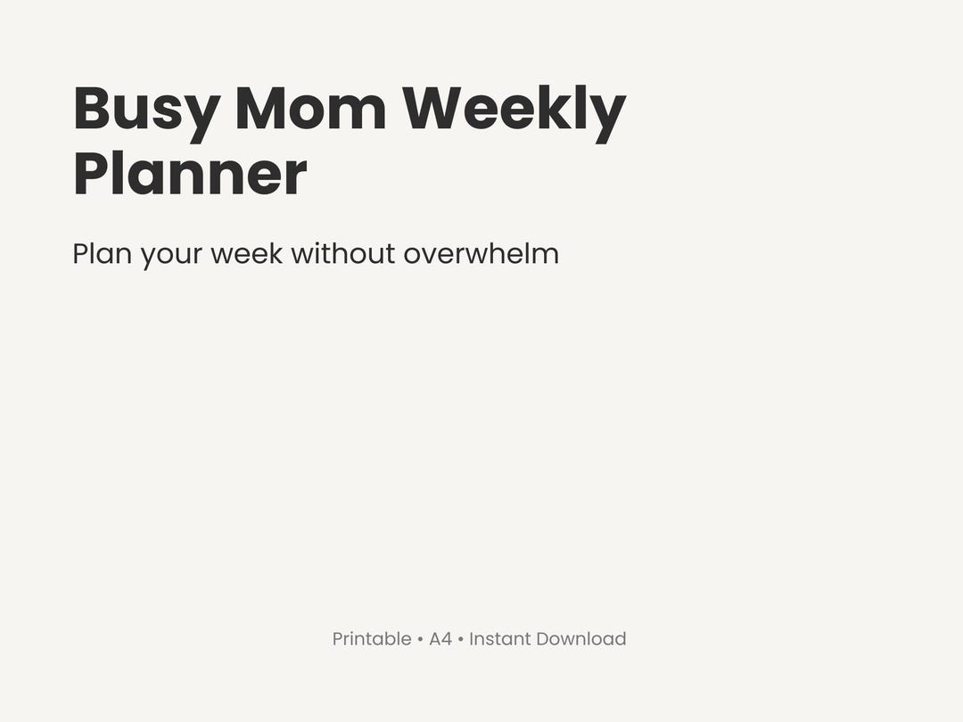 Busy Mom Weekly Planner Printable, Schedule & to Do List, Minimal A4 ...