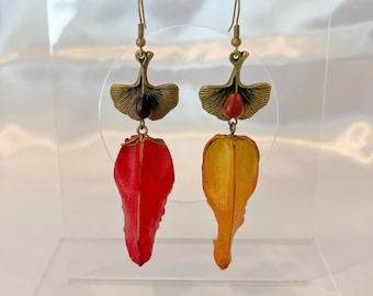 Natural Seed Pod Earrings | Handmade Ginkgo Leaf Jewelry with Dried Pod | Earthy Botanical Statement Earrings | Gift for Her or Nature Lover