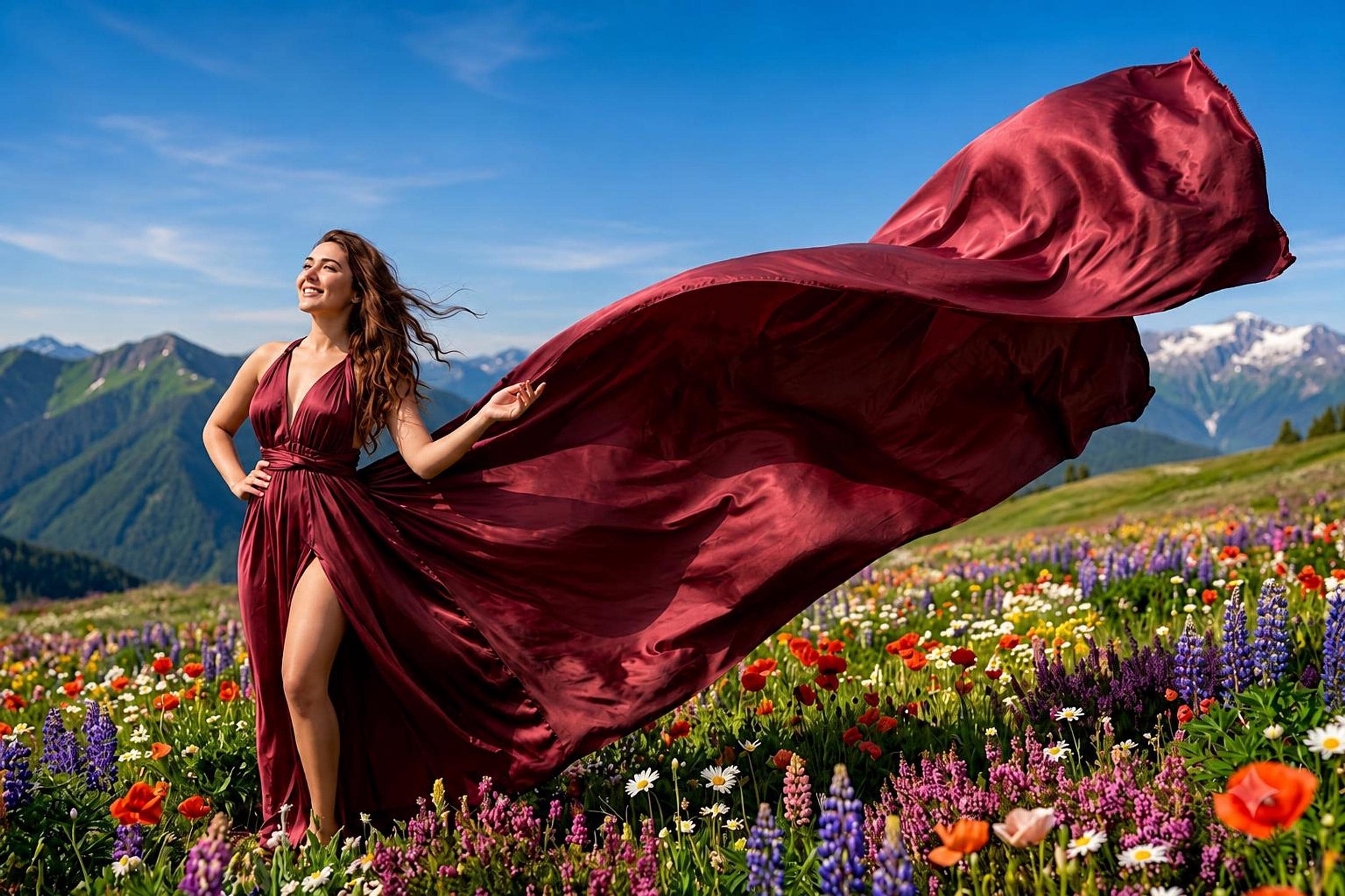 Burgundy Satin Infinity Gown