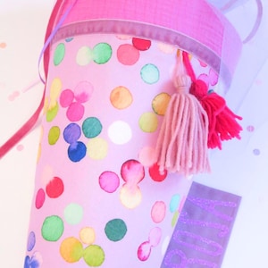 Schultüte Stoff Schultüte Mädchen flieder Konfetti Name Einschulung individuell Schulranzen Punkte Schulstart Ergobag Step by Step derdiesas