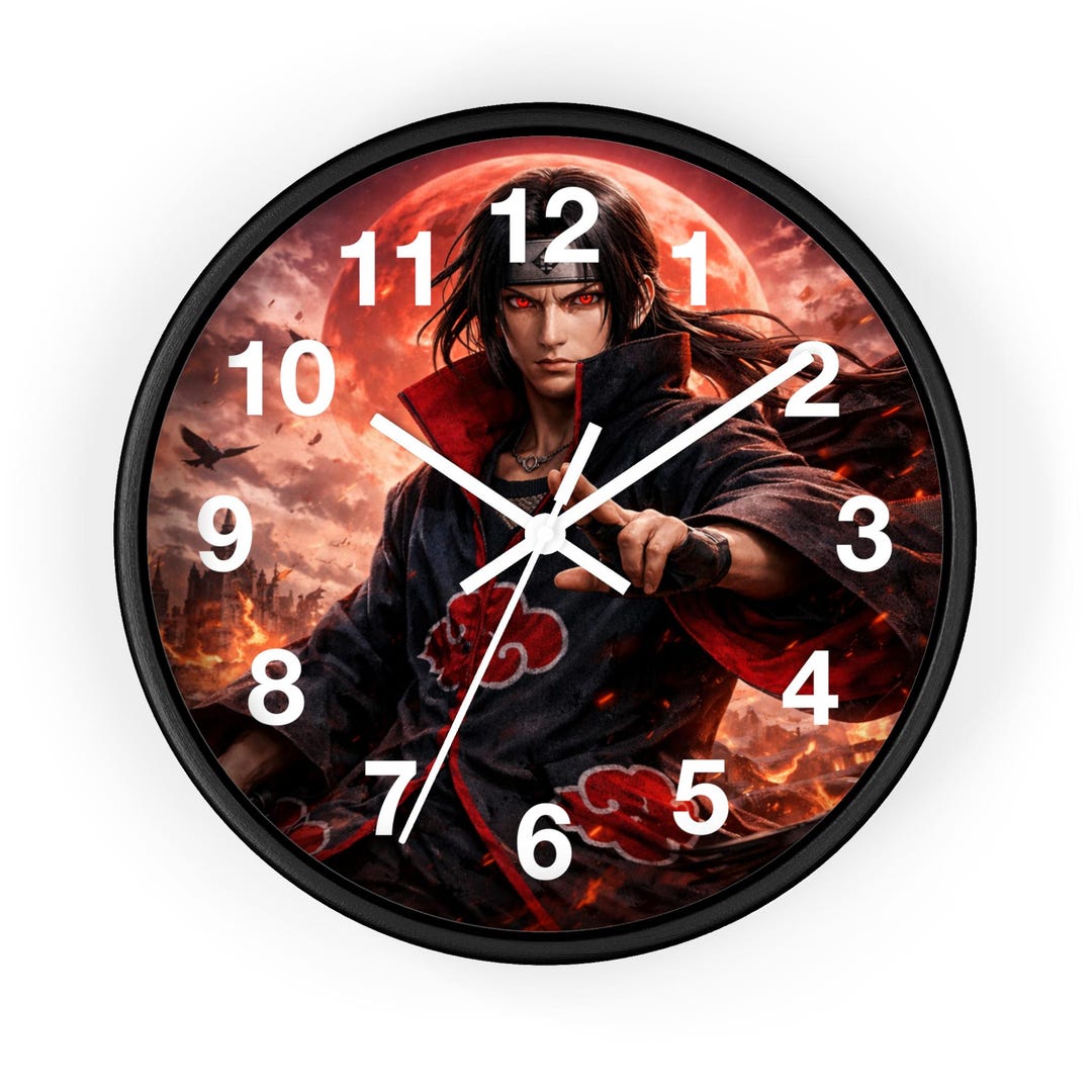 Itachi Uchiha Anime Wall Clock | Sharingan, Akatsuki Art, Red Moon - Etsy