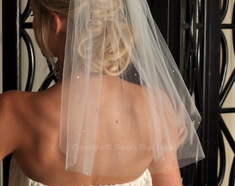Pearl Wedding Veil - Short Shoulder Length with Swarovski Crystals