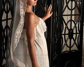 Floral Lace Mantilla Veil, Waltz Length, Bridal Lace