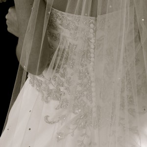 Cathedral Veil with Swarovski Crystals Scattered White, Diamond White, Light Ivory, Ivory, Champagne, Blush image 3