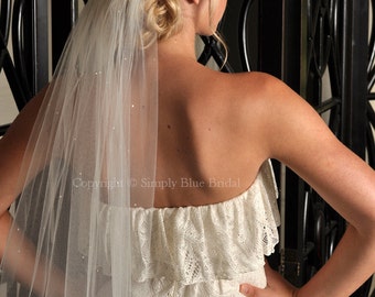 Swarovski Pearl Elbow Bridal Veil, Classic Wedding Veil