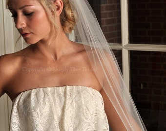 Diamond White Wedding Veil, Raw Edge Veil - Bridal Veil Fingertip Length, 72" Wide - READY to SHIP