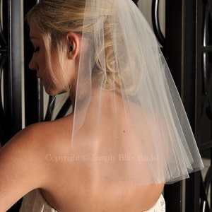 Short Veil - Shoulder Length Veil with Raw Cut Edge in White, Diamond White, Light Ivory, Ivory, Blush or Champagne