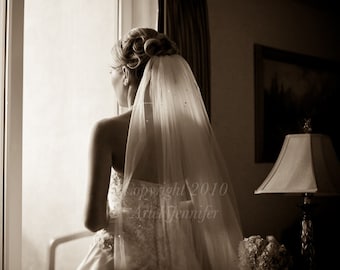 Cathedral Veil with Swarovski Crystals Scattered - White, Diamond White, Light Ivory, Ivory, Champagne, Blush