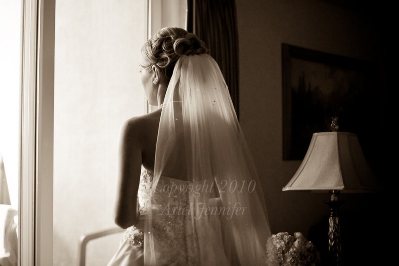 Cathedral Veil with Swarovski Crystals Scattered White, Diamond White, Light Ivory, Ivory, Champagne, Blush image 1