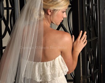 Simple Pencil Edge Bridal Veil, Elbow or Fingertip Length