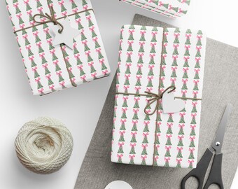 Papiers d'emballage de sapin de Noël, Papier cadeau des fêtes, Papier d'emballage de fête, Papier cadeau de Noël, Papier cadeau décoratif