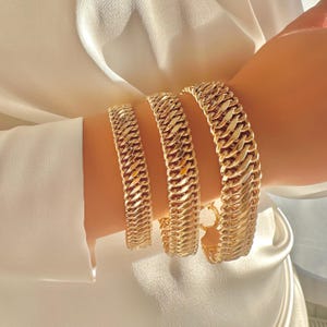 14k Solid Gold Double Curb Bracelet: Handmade Herringbone Sailor Lock