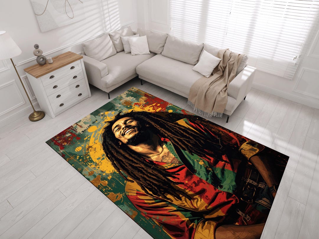 Bob Marley Rug, Reggae Art Rug, Pop Art Rug, Street Art Rug, Rasta Art ...
