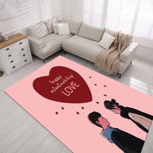 Valentine&#39;s Day Rug: Romantic Heart Design, Love Carpet