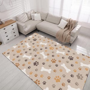 Dog Pattern Rug, Bone Pattern Rug, Paw Pattern Rug, Dog Food Mat, Popular Rug,Themed Rug, Gift For Kids Playmat,Personalized Rug,Room Decor
