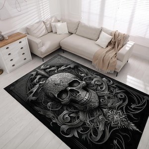 Gothic Skull Area Rug: Dark Home Decor