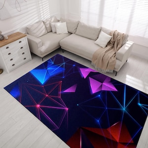Geometric Gamer Rug: Colorful Playroom Decor