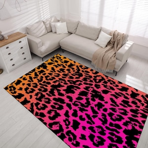 Colorful Leopard Print Rug: Modern Office Decor