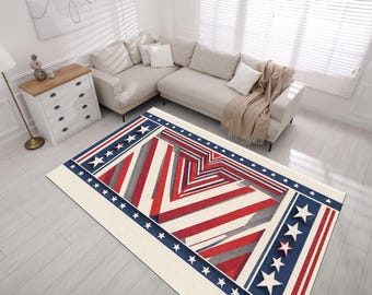Alfombra con bandera de EE. UU.: Alfombra lavable con decoración americana