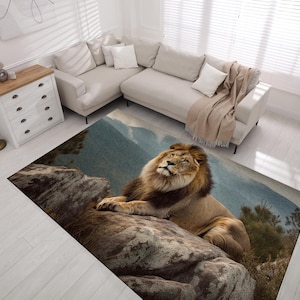 Lion Design Area Rug: Modern Animal Themed Rug
