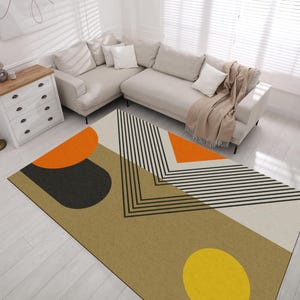 Geometric Boho Area Rug: Colorful Retro Style, Non-Slip