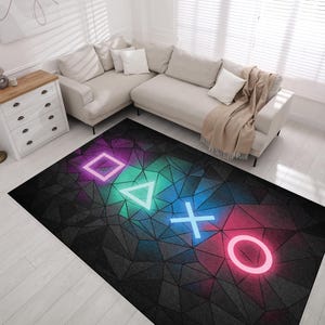 Joystick Pattern Gaming Rug: Colorful Video Game Console Carpet