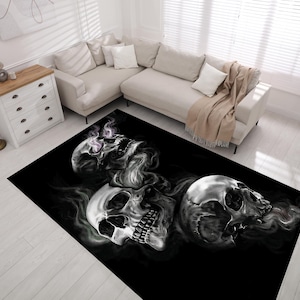 Skull Area Rug: Gothic Home Decor, Dark Goth Room Rug