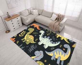 Dinosaur Nursery Play Mat: Kids Room Rug, Non-Slip