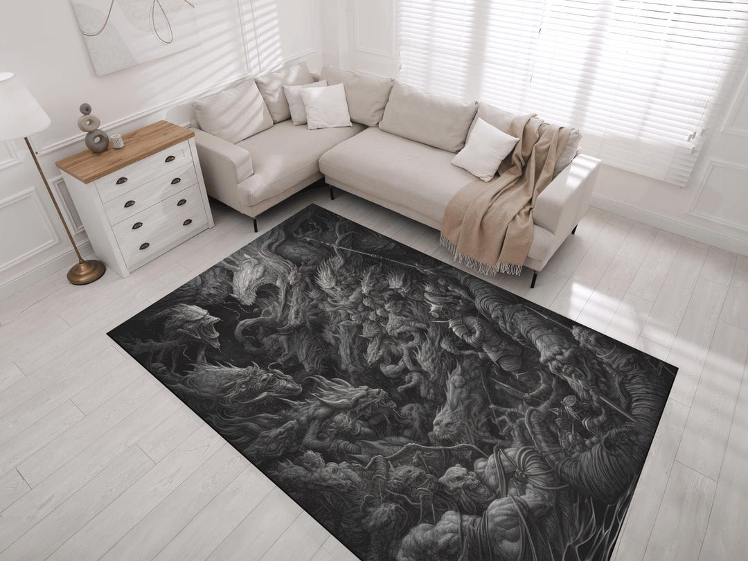 Fantasy Rug Collection Dark Fantasy Rug, Gothic Horror Rug, Epic Battle Rug, Berserk Style Rug ...