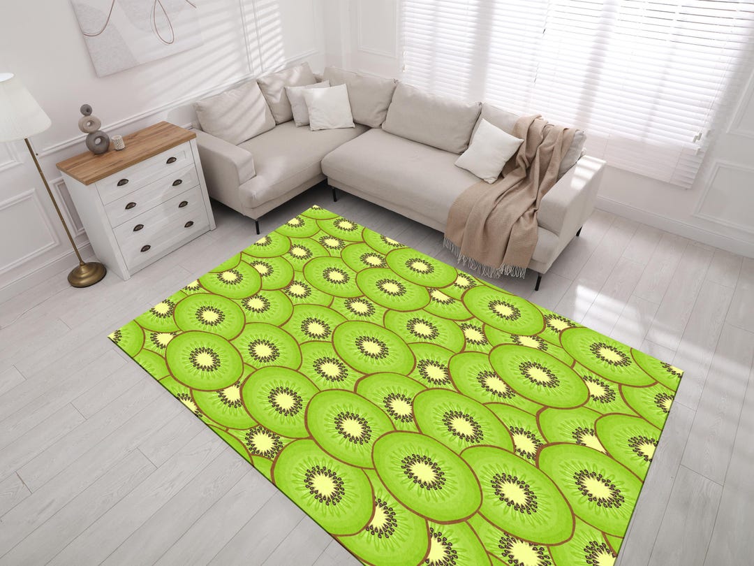 Kiwi Fruit Rug, Colorful Modern Area Rug, Fruit Design Home Decor, Kids ...