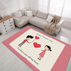 Love Carpet, Romantic Rug, Valentine&#39;s Day Gift, Happy Valentine Day, Valentine&#39;s Day Rug, Popular Rug, Gift Rug, Home Rug, Heart Desing