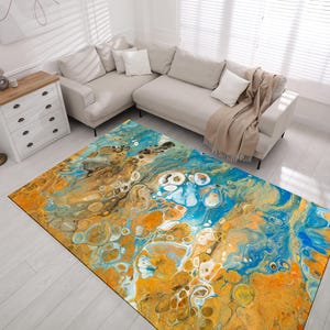 Colorful Marble Pattern Rug: Modern Abstract Home Decor