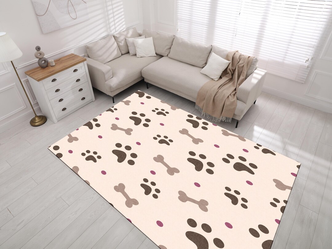 Dog Rug Pattern Dog Paw Print Rug: Pet Footprints Patterned Area Rug - Etsy