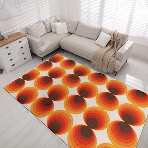 Retro Circles Area Rug: Mid-Century Modern Style