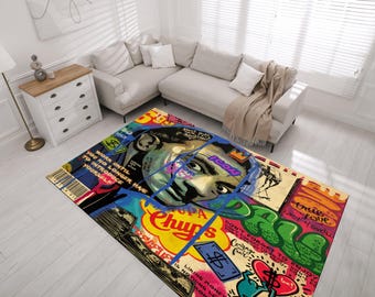 Pop Art Rug, Graffiti Art Rug, Street Art Rug, Modern Art Rug, Abstract Face Rug, Colorful Art Rug, Pop Culture Rug, Home Rug, Popular Rug