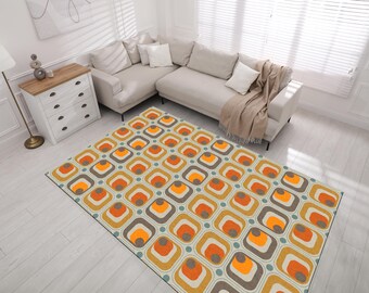 Geometryczny dywan retro: styl lat 70., nowoczesny dywan boho