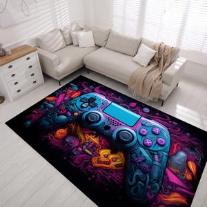 Gamer Console Rug: Colorful Game Controller Design