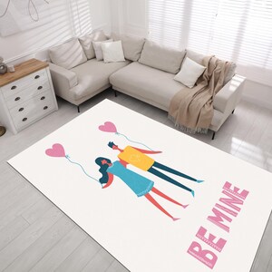 Romantic Couple Rug: Valentine&#39;s Day Heart Design
