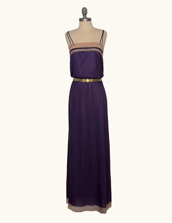 1970s Purple Maxi Nightgown - image 1