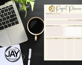 Digital Project Planner | Printable Project Planner | Project Management Planner | Task Planner | Project Tracker Project Planning Template